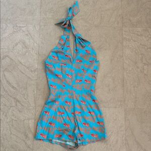 Floral Blue Halter Jumpsuit